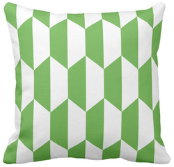 Poduszka dekoracyjna biało zielony trapez pod-6651