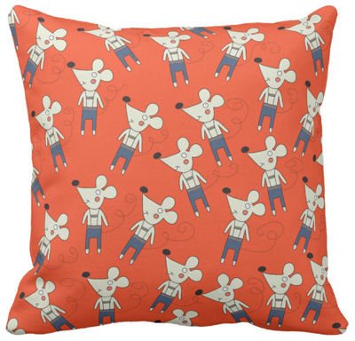 Poszewka dziecięca myszki na czerwonym pod-3048