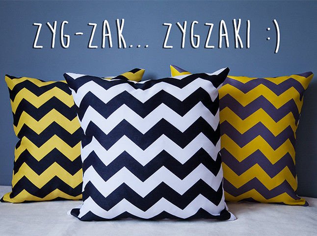 Poduszka żółto szara Zygzak mozaika pod-6175