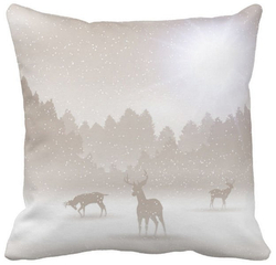 Poduszka dekoracyjna zimowy las jeleń rogacz pod-6636