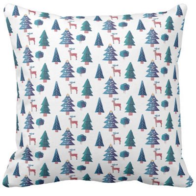 Poduszka ozdobna las choinki renifery pod-6682