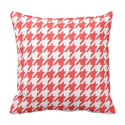 Poduszka PEPITKA koralowo biała pod-6284