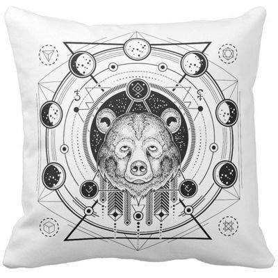 Poduszka ozdobna Niedźwiedź indianin tattoo pod-6824