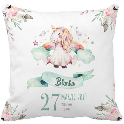 Poduszka metryka dla dzieci jednorożec pod-3183