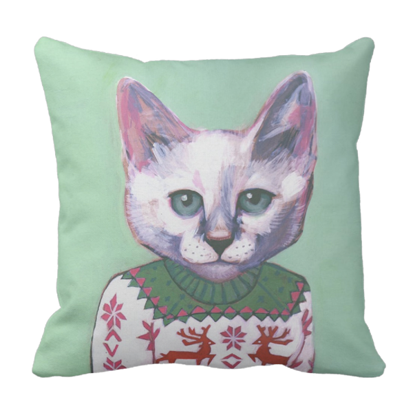 Poduszka CAT kot home zielony pod-6206