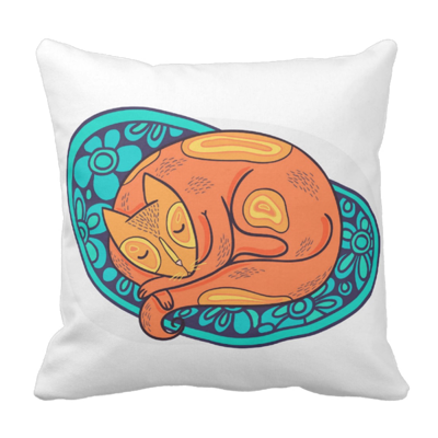 Poduszka Skandynawska ŚPIĄCY KOT folk pod-6140