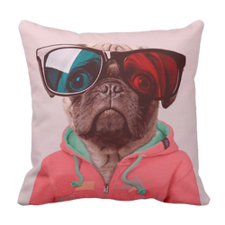 Poduszka pies MOPS PUG hipster pod-6187