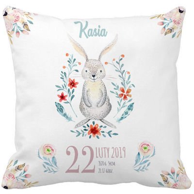 Poduszka metryka dla dzieci królik zajączek pod-3185