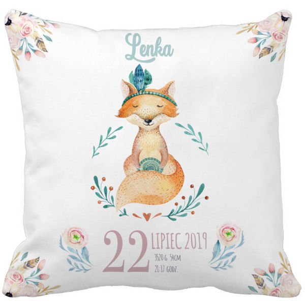 Poduszka metryka dla dzieci lis lisek pod-3186
