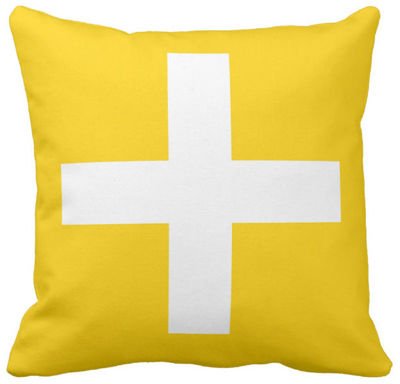 Poduszka dekoracyjna krzyż na żółtym pod-6619
